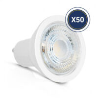 Lot de 50 Spots LED Dimmable GU10 6W 450lm 75° Ø50mm - Blanc Chaud 3000K