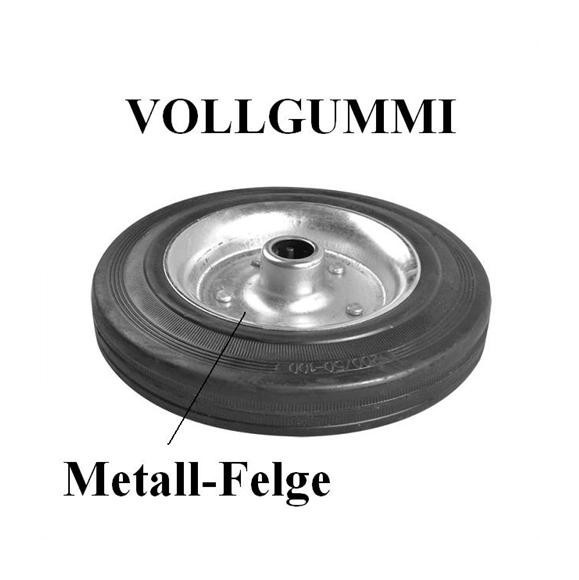Ersatzrad für Stützrad Metall-Felge mit Vollgummi-Reifen 200 X 50 mm Stützräder 