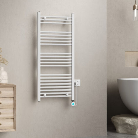Scaldasalviette Termoarredo Elettrico 120x50 Cm Bianco 500W Termostato Digitale Warm