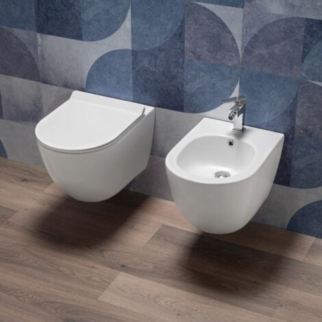 Sanitari Sospesi Moderni Rimless Sedile con Chiusura Rallentata  Kerm