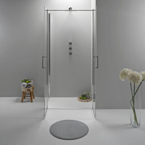 BOX DOCCIA ELITE ANGOLARE 80x100 CM APERTURA SALOON CON LATO FISSO TRASPARENTE