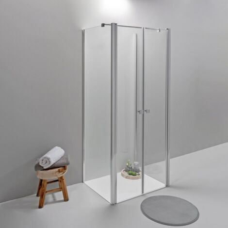 BOX DOCCIA ELITE TRE LATI 80x120x80 CM APERTURA SALOON TRASPARENTE (1/4)