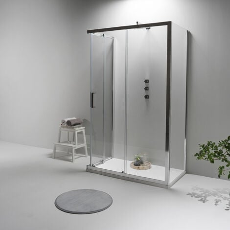 BOX DOCCIA ELITE TRE LATI 80x120x80 CM SCORREVOLE TRASPARENTE