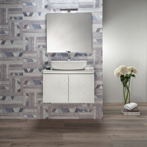 Mobile Bagno per Lavabo da Appoggio Sospeso 100 cm Bianco 2 Ante (1/5)