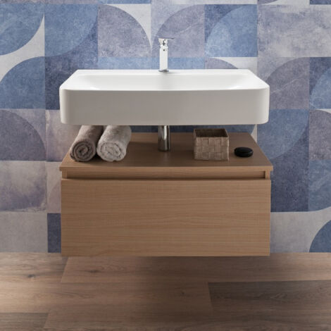Lavabo Sospeso con Mobile Bagno 100 cm Rovere 1 cassettone (1/4)