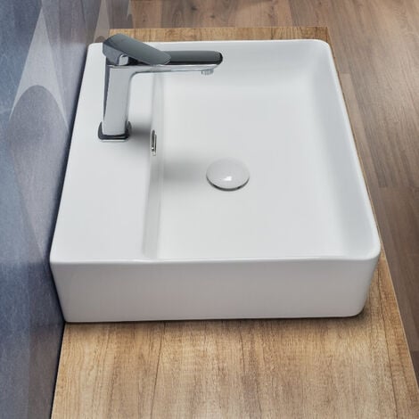 Lavabo da Appoggio o Sospeso 50x42 Cm In Ceramica Bianco Moderno