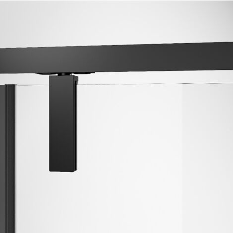 Box Doccia Nero Angolare 80x120 Cm Parete Fissa e Porta Battente Trasparente Slim  Lux