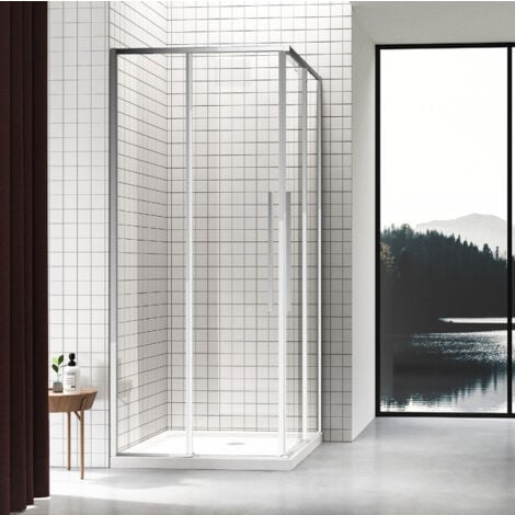 Box Doccia Angolare Elite 80x80 Cm - Vetro Temperato 6 Mm Trasparente, Scorrevole, Colore Argento - Foto 3