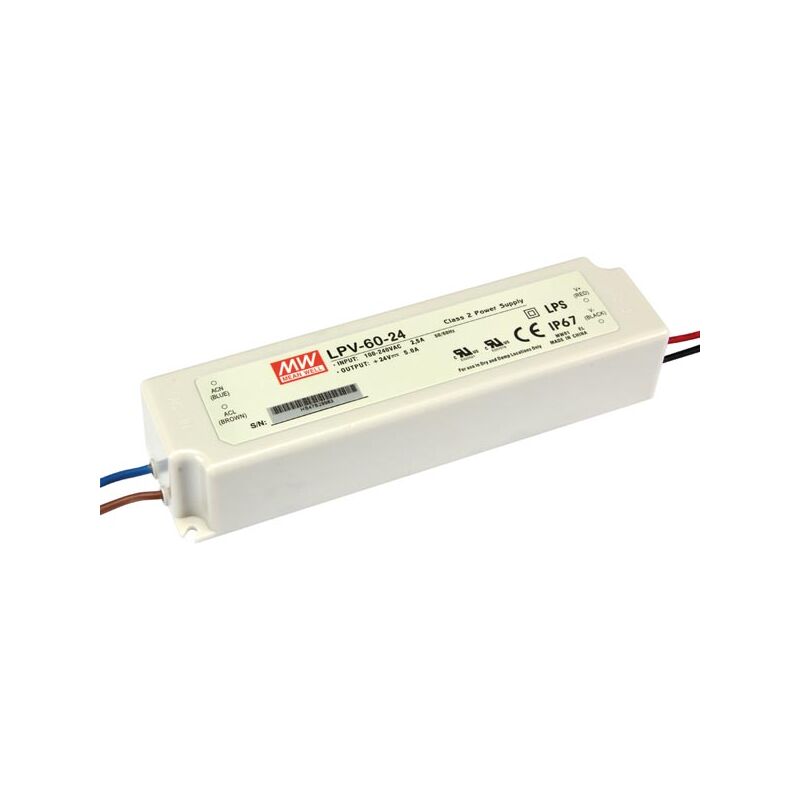 Alimentatore Switching Su Guida DIN DR-60-24 - 60W, 24V 2.5A, Protezioni, Per Quadri Elettrici E Automazione