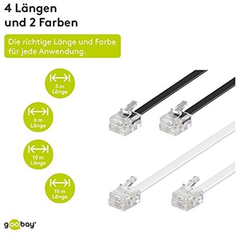 Cavo TAE-F per DSL/VDSL, conduttore di rame (CU), Spina TAE-F Spina RJ45 ( 8P2C). Lunghezza del Cavo 2 m