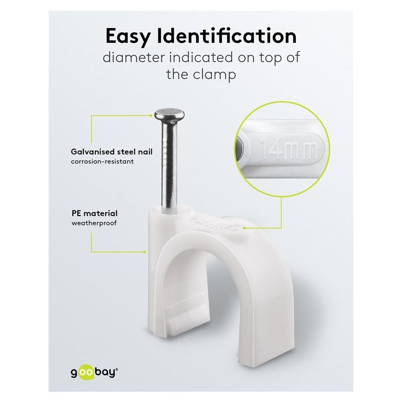 Fascette Da Muro Per Cavi - 100 Pezzi Con Chiodi - Supporto Cavi Fino A 10mm - Foto 8