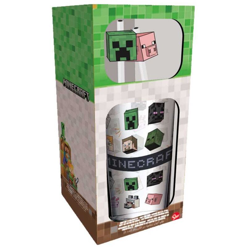 Minecraft bicchiere tumbler con cannucce personaggi 485 ml