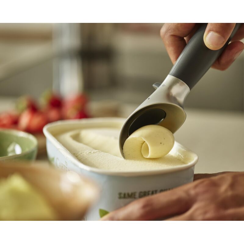 JENNIMER Paletta per gelato con manico in gel di silice, grande cucchiaio professionale per ghiaccio commerciale antiscivolo e antigelo, comodo e