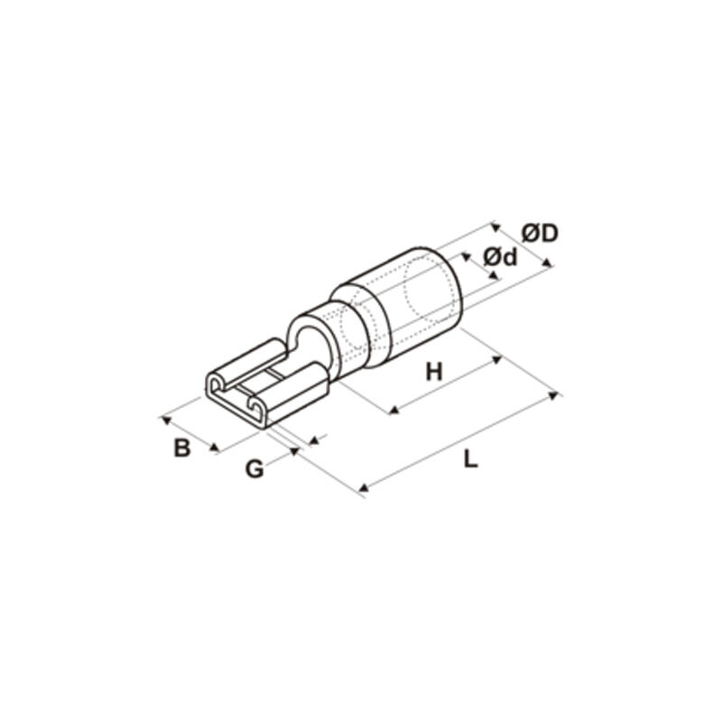 Scatola da 10 morsetti Faston femmina isolati per cavi da 1,5 a 2,5 mm²  6,35 mm Electro DH Colore Manicotto Blu 10.916/6.3/Z/BOX 843055208888263