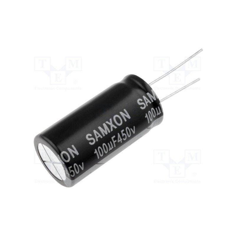 HP 100U/450V SAMXON - Capacitor: Electrolytic SNAP-IN; 100uF; 450VDC; 22x30mm