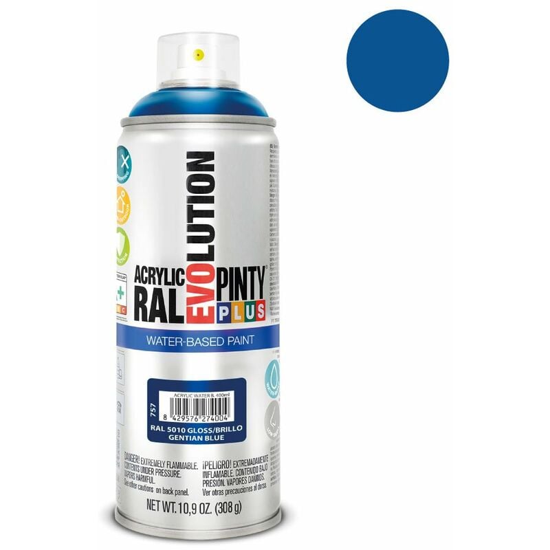 Vernice spray pintyplus evolution a base d'acqua 520cc ral 5010 blu genziana