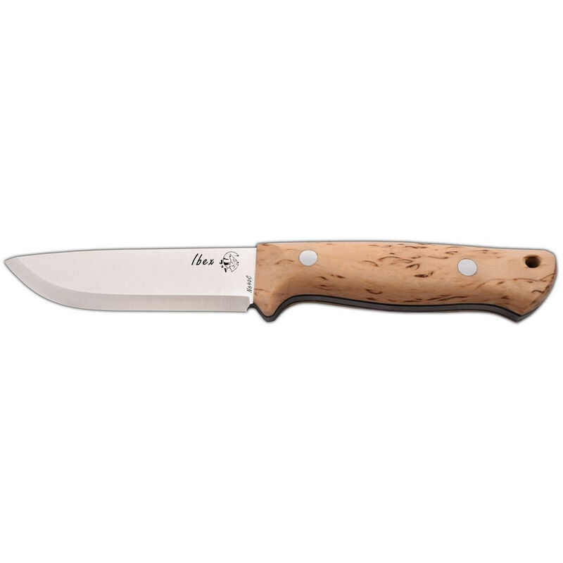 Bushcraft IBEX J&ampV coltello completo con mango in legno di betulla  naturale, lama da 11,5 cm e copertura in pelle marrone, attrezzo da  campeggio per la pesca, caccia, attività sportive.