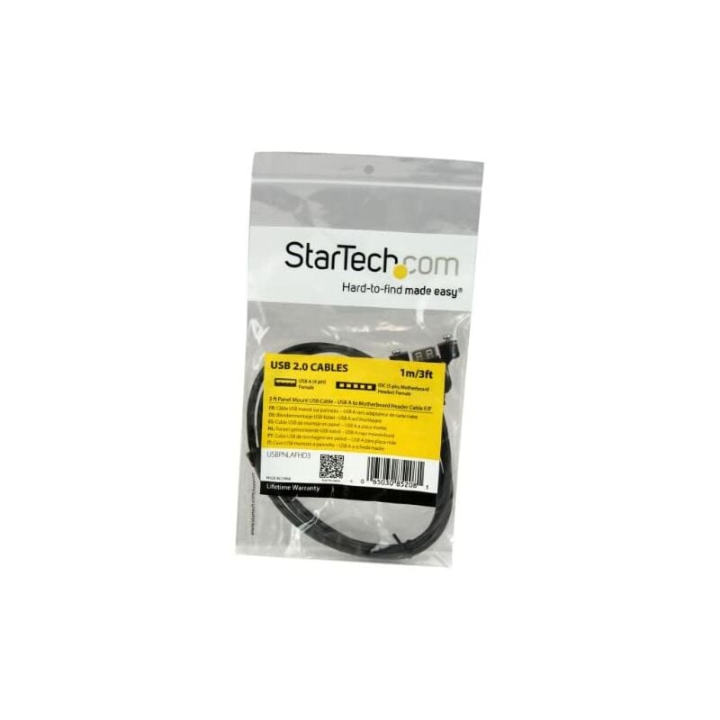 Startech.com 91cm usb 2.0 panel mount extender cable motherboard connection  idc 5 pin - female usb a high speed - black,lifetime warranty