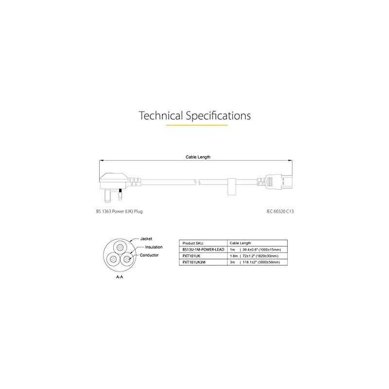 Cavo Alimentazione StarTech UK 3 Metri - Spina BS1363 A C13, 10A-250V, Per PC, Monitor, TV, Nero - Foto 7