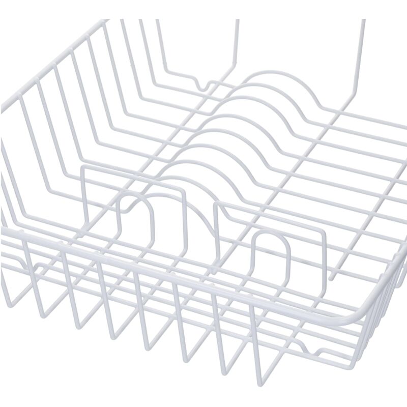 KitchenCraft Scolapiatti In Metallo Rivestito In Plastica Bianca – Antiruggine, 45x37 Cm, Capiente Per 8 Piatti - 4
