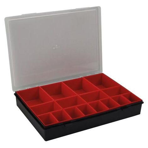 Portaminuteria Tayg Con 32 Cassetti Estraibili - Organizzatore Per Bulloni E Dadi - Base Nera, Cassetti Rossi