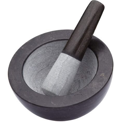 KitchenCraft - Set di mortaio e pestello de Pietra, grande, nero, 20 x 12 cm (1/4)