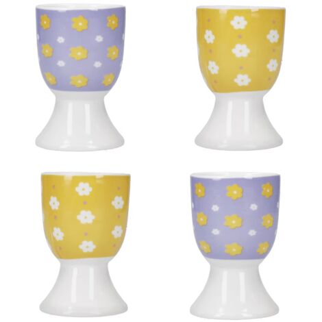 Kitchen Craft KCEGGDA4PC Set di portauovo, Porcellana, Giallo e Viola (1/4)