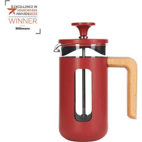 LA CAFETIERE Pisa - Macchina da caffè in acciaio inox, 3 tazze, colore rosso,  confezione regalo