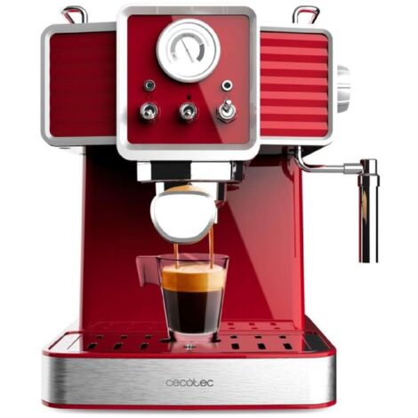 Cecotec Macchina da Caffè Espresso Power Espresso 20 Tradizionale Light Red. 1350 W, Tecnologia ForceAroma da 20 bar, Vaporizzatore Orientabile, Braccio Doppio, Spegnimento Automatico