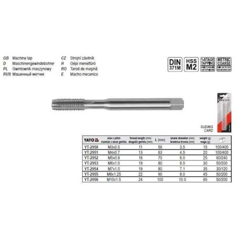 Set Da 3 Maschi Per Filettatura A Mano M2 X 0,4 In HSS Titanio – Maschio Primo, Intermedio E Finitore Per Filettatura Metrica - 3