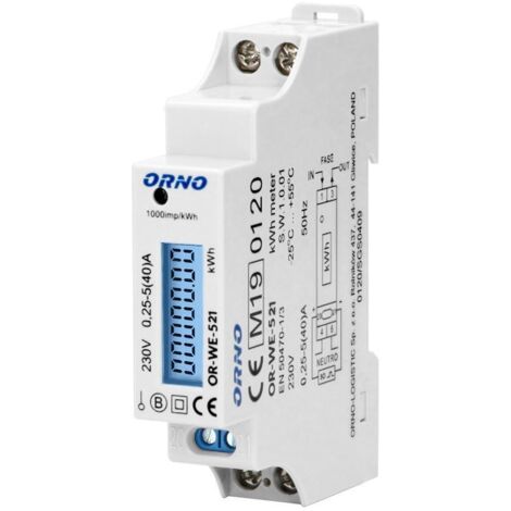 Perry 1SDSD05CEM/2 Contatore Di Energia Monofase 30A 2Din, Bianco - Foto 5