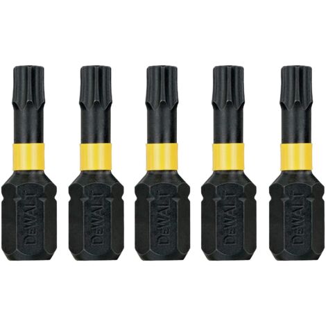 DEWALT DT7384T-QZ - 5 Inserti per Avvitatore a Impulsi Impact Torsion Extreme, Attacco 1/4", 25 mm T30