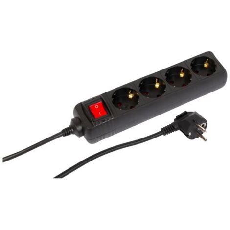 PRESA MULTIPLA 4 PRESE MISTE SCHUKO/ITALIANE CON INTERRUTTORE BLACK - Foto 3