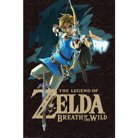 Poster A Rullo (Kakemono) The Legend Of Zelda: Breath Of The Wild, Formato Grande 100x40cm, Stampa Su Tessuto Con Tubi In Alluminio