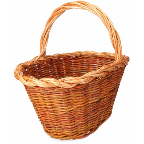 Cestino In Vimini Naturale Beige, 34x42x36 Cm, Con Manico, Artigianale Made In EU, Multifunzionale