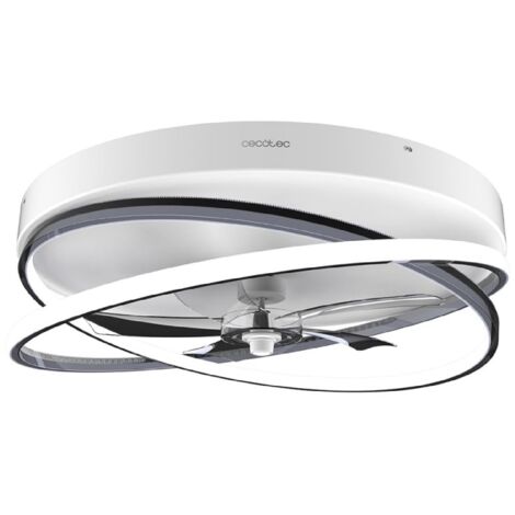 Lampadario , Ventilatore da soffitto senza pale con luci, telecomando, 20 pollici, semi-incassato, ventilatore da soffitto a basso profilo, luce circolare, 5 pale nascoste, 3 colori, dimmerabile, lamp