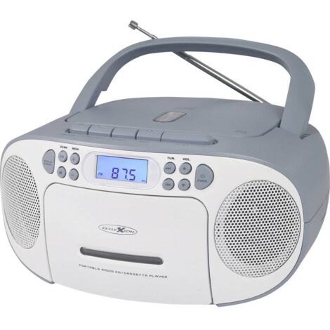 REFLEXION RCR2260 - lettore CD (FM radio PLL, display LCD, ingresso ausiliario, jack per cuffie), colore  bianco e blu