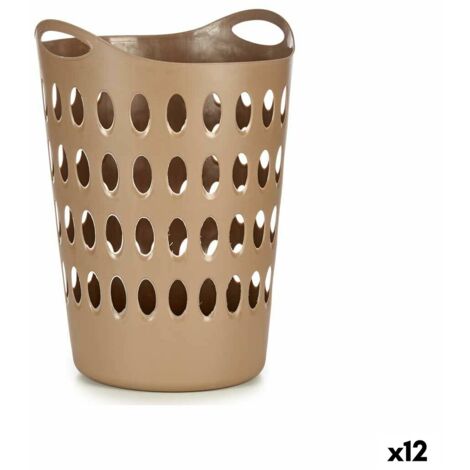 Set 3 Vasche Per Biancheria - Plastica Grigia, 60x40x24 Cm, Con Manici, Leggere E Robuste, Made In EU - Foto 4