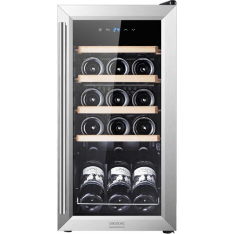 Cecotec Vinoteca Bolero Grandsommelier 1550 Nero Compressore, 15 bottiglie, Silenzioso, Alte prestazioni, Regola la temperatura dei vostri vini tra 5 e 18 ºC, Touch control, Luce interna
