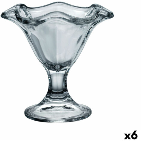 6 Coppe Gelato In Vetro - Strisce Blu, 310 Ml, Per Frullati E Dessert