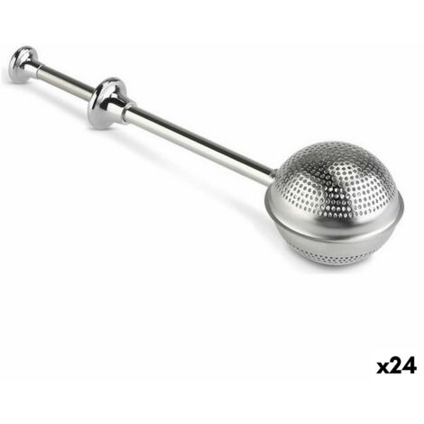 Weis Filtro Per Tè In Acciaio Inox 18/10, Con Apertura E Vassoio Raccolta Gocce, Infusore A Laser Forato, Antiruggine E Lavabile In Lavastoviglie, Dimensioni 8x10x8,5 Cm, Argento - 2