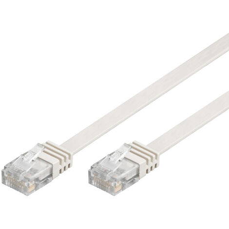 CAT 6 cavo patch piatto U/UTP, bianco, conduttore di rame (CU). Lunghezza del Cavo 3 m