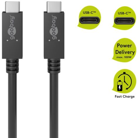 Goobay 93594 Cavo USB Tipo A USB 2.0, Nero, 3m Lunghezza del Cavo