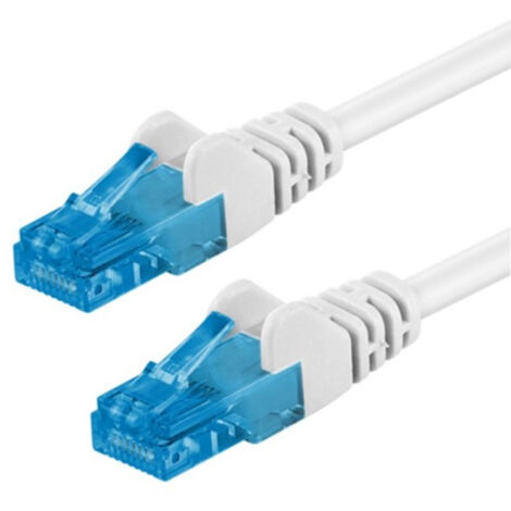 CAT 6A cavo patch, U/UTP, bianco, conduttore di rame (CU), guaina del cavo senza alogeni (LSZH). Lunghezza del Cavo 1 m (1/4)