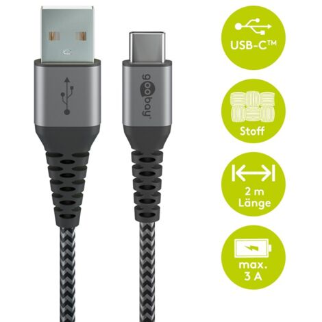 Cavo USB-C USB-C In Tessuto 2m Grigio – Ricarica Rapida 60W E Trasferimento Dati 480Mbps – Resistente E Antigroviglio - 2