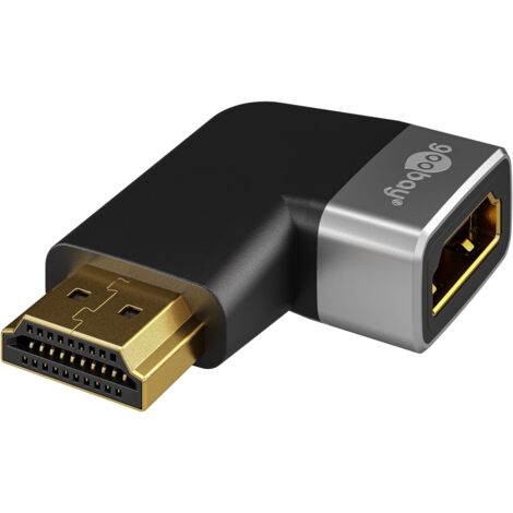 goobay Adattatore angolare 270° orizzontale/connettore angolare 8K @ 60Hz e 4K @ 120Hz HDMI maschio a HDMI femmina 48 Gbits prolunga adattatore/HDR, ARC, placcato oro, 72012