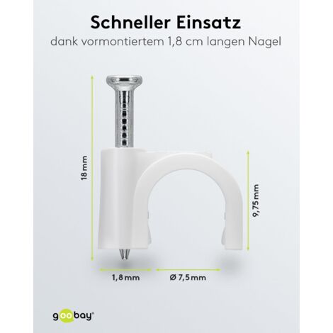 Fermacavi Rotondi Con Chiodi - Nero, 8 Mm, Confezione Da 100 Pezzi - Foto 12