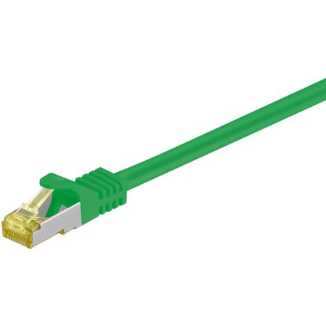 RJ45 cavo patch CAT 6A S/FTP (PiMF), 500 MHz, con cavo grezzo CAT 7 , Verde, guaina per cavo senza alogeni LSZH, rame, connettore RJ45 (CAT 6A). Lunghezza del Cavo 2 m
