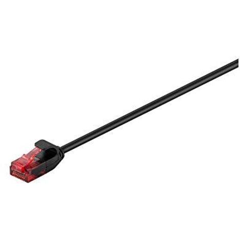 CAT 6 cavo patch slim, U/UTP, nero, conduttore di rame (CU). Lunghezza del Cavo 0.5 m (1/4)