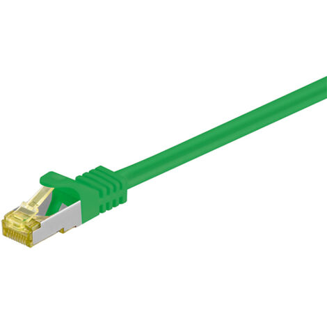RJ45 cavo patch CAT 6A S/FTP (PiMF), 500 MHz, con cavo grezzo CAT 7 , Verde, guaina per cavo senza alogeni LSZH, rame, connettore RJ45 (CAT 6A). Lunghezza del Cavo 0.5 m